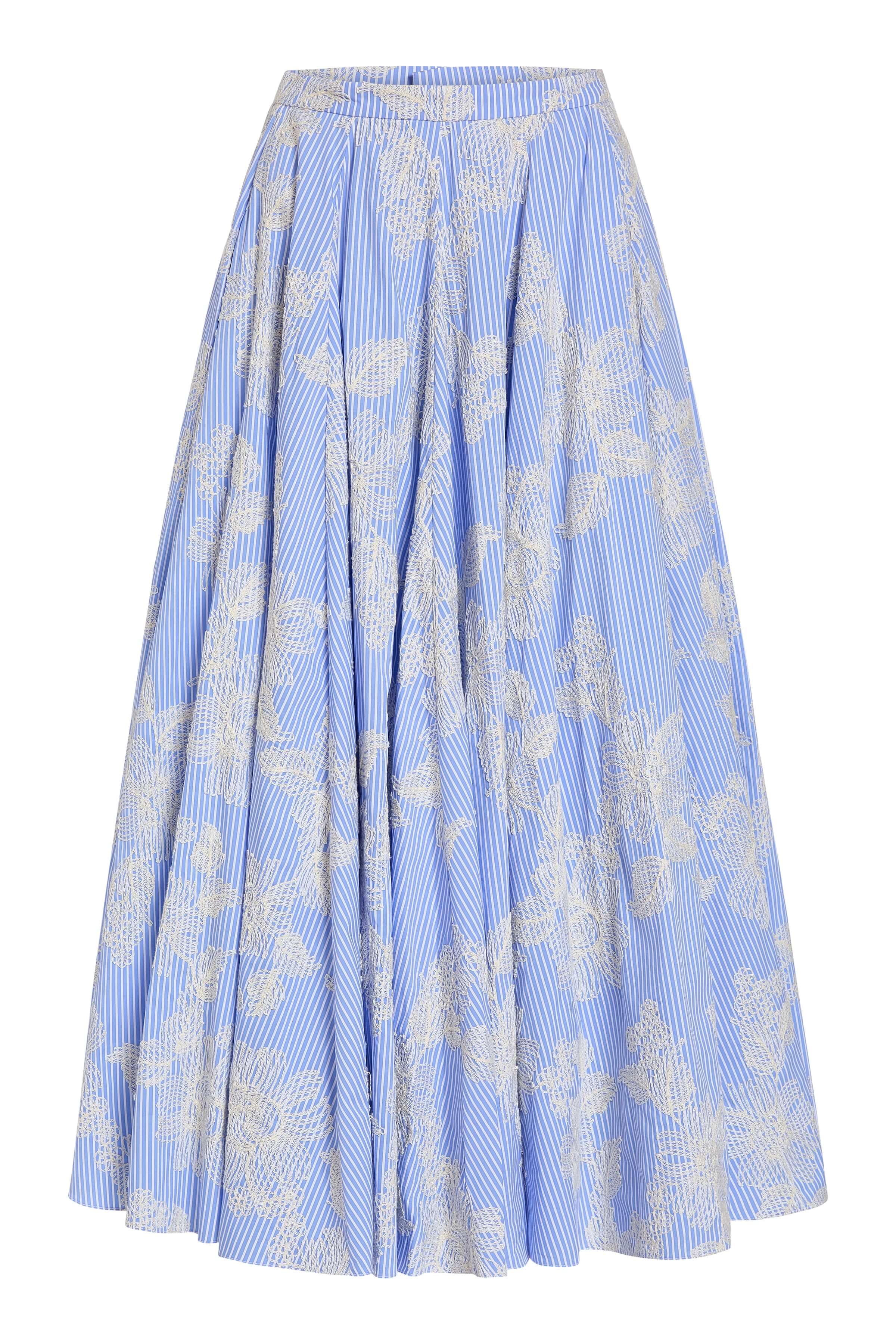 Soleil Floral Embroidered Midi Skirt