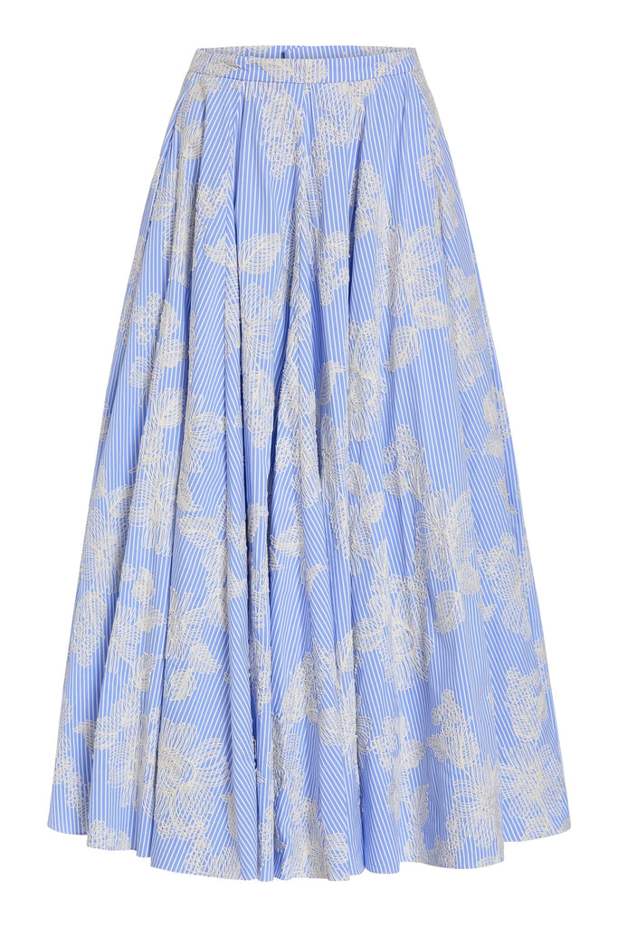 Soleil Floral Embroidered Midi Skirt