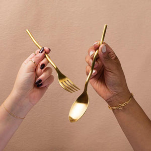 Squiggle 5-Piece Cutlery Set in Matte Gold