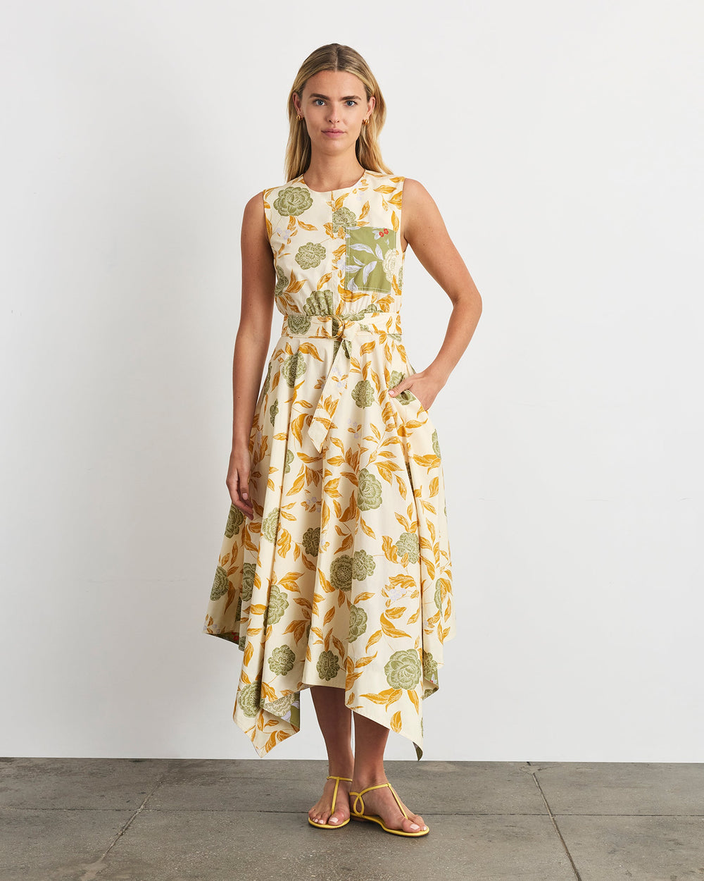 Myra Dress in Cream/Artichoke Multi