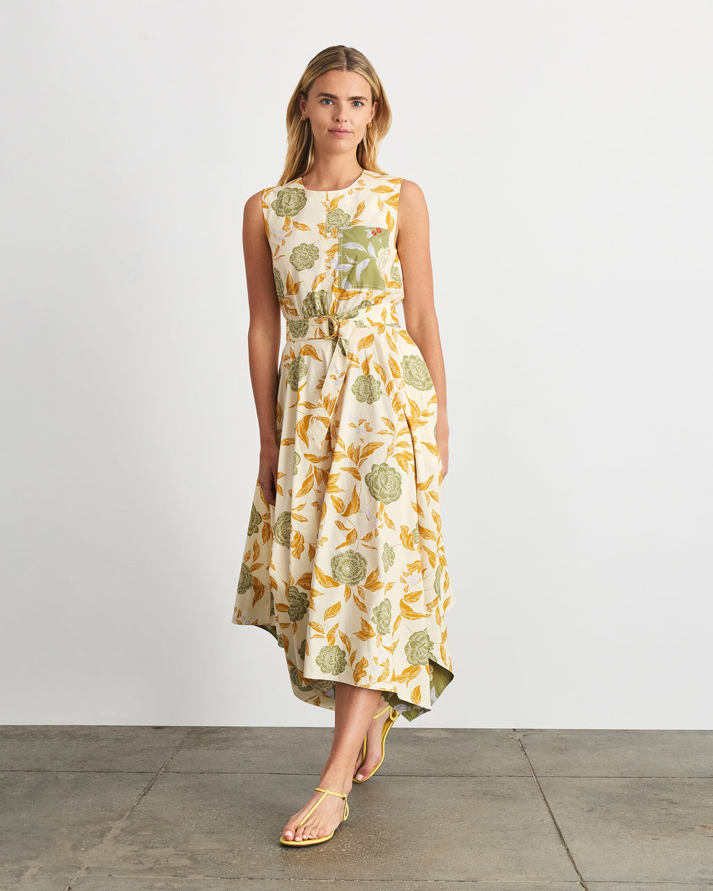 Myra Dress in Cream/Artichoke Multi