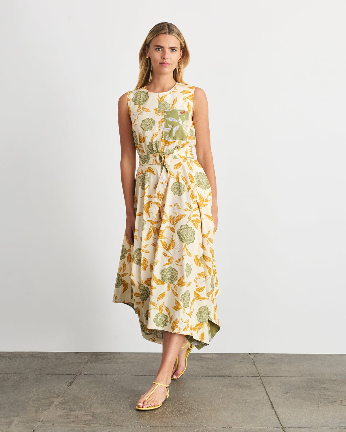 Myra Dress in Cream/Artichoke Multi