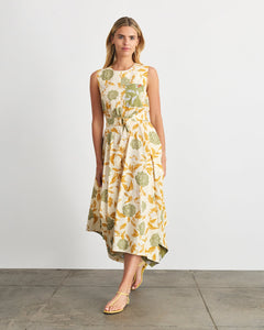 Myra Dress in Cream/Artichoke Multi
