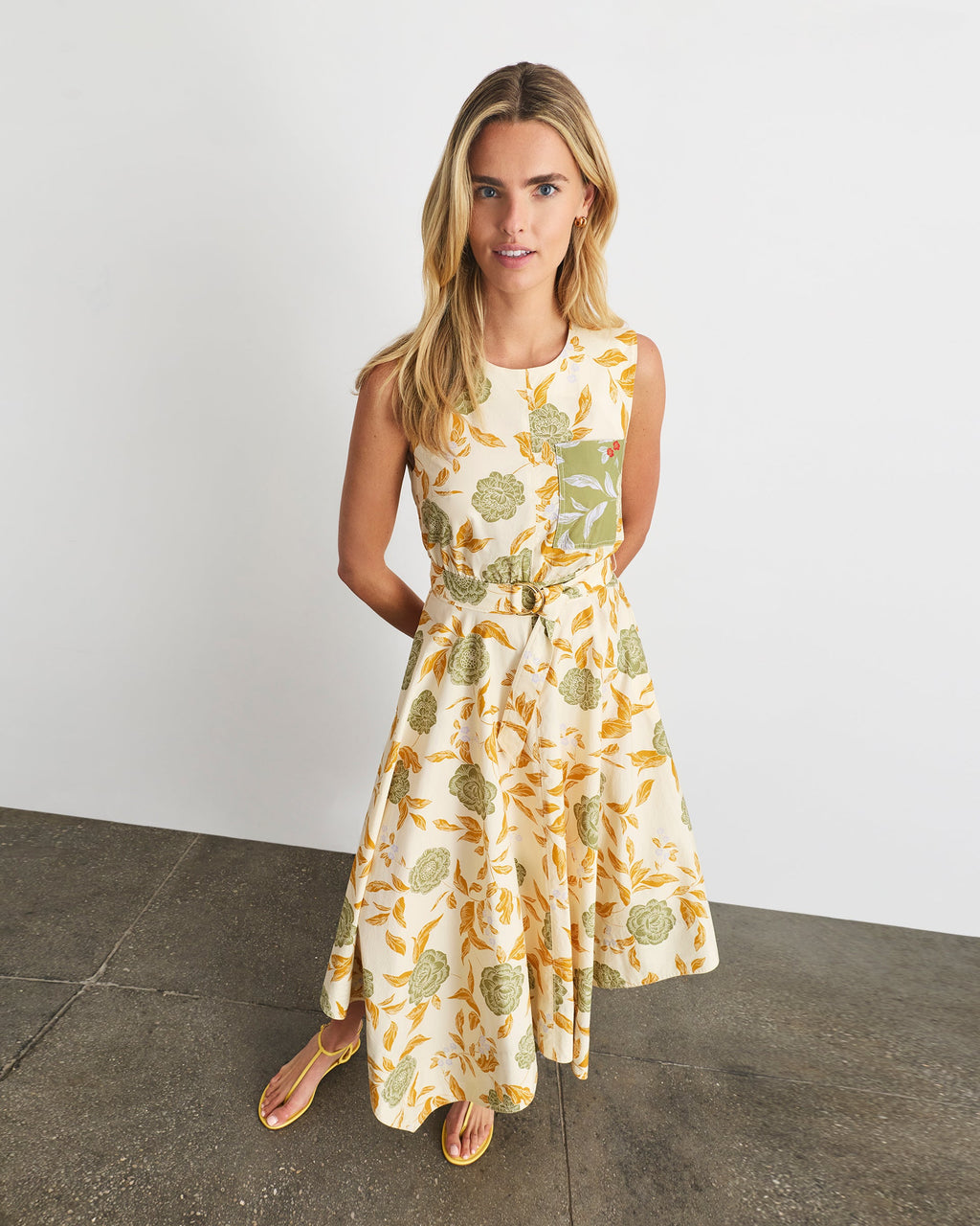 Myra Dress in Cream/Artichoke Multi
