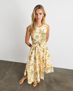 Myra Dress in Cream/Artichoke Multi