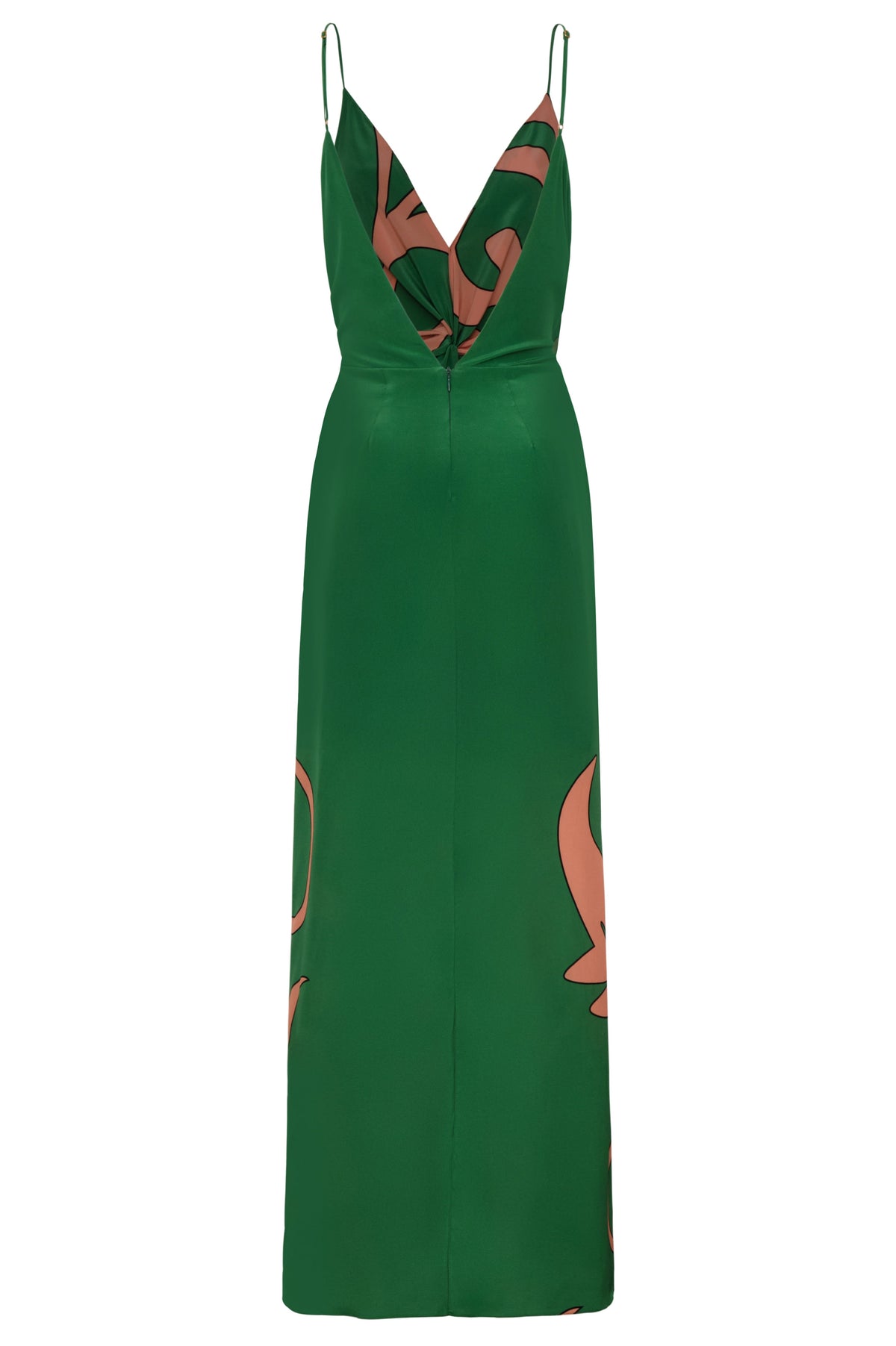 Macarena Silk Midi Dress in Green Buganvilias