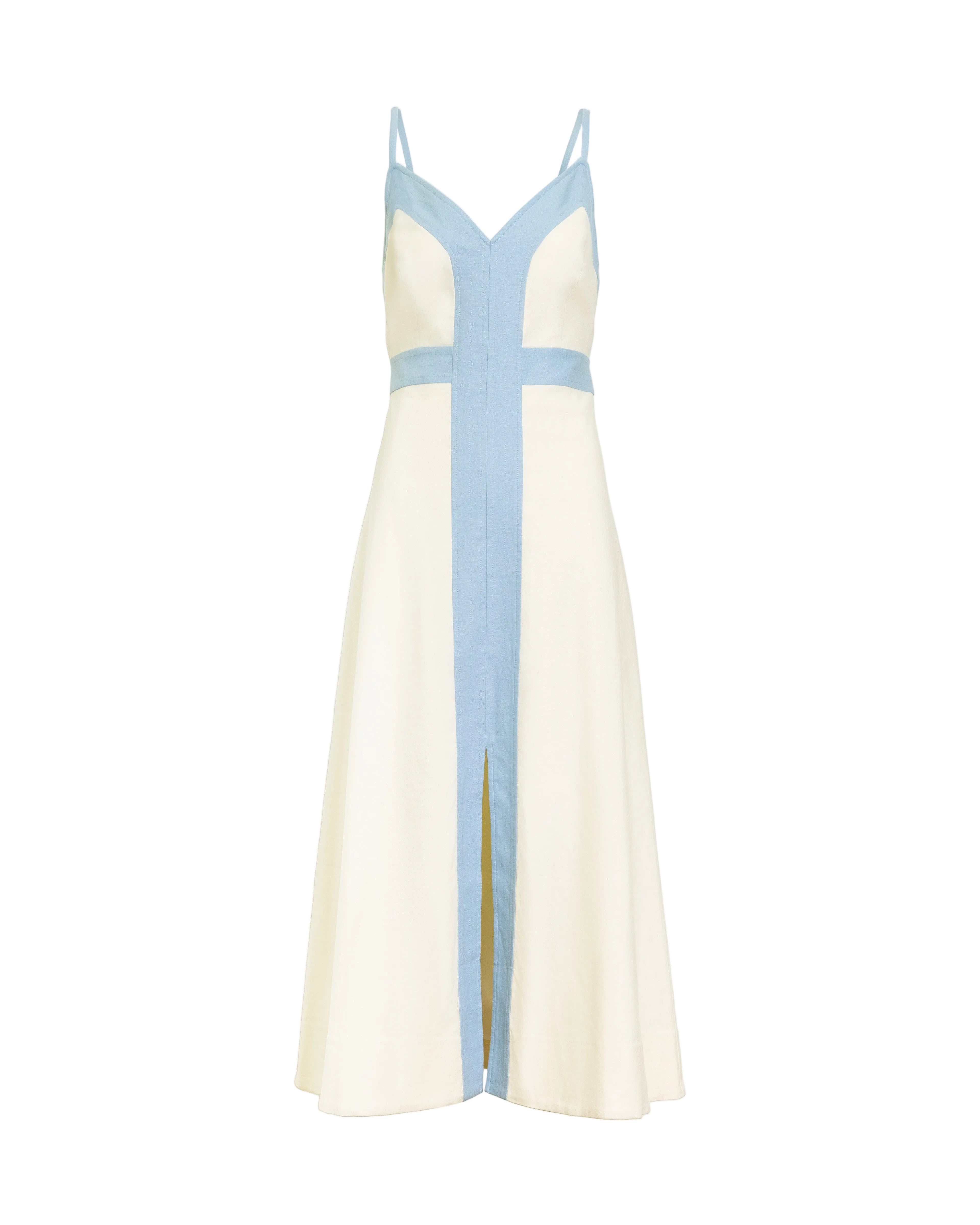 Madden Dress in Cream & Powder Blue