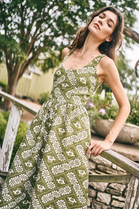 Maddy Dress in Legacy Jacquard Olive