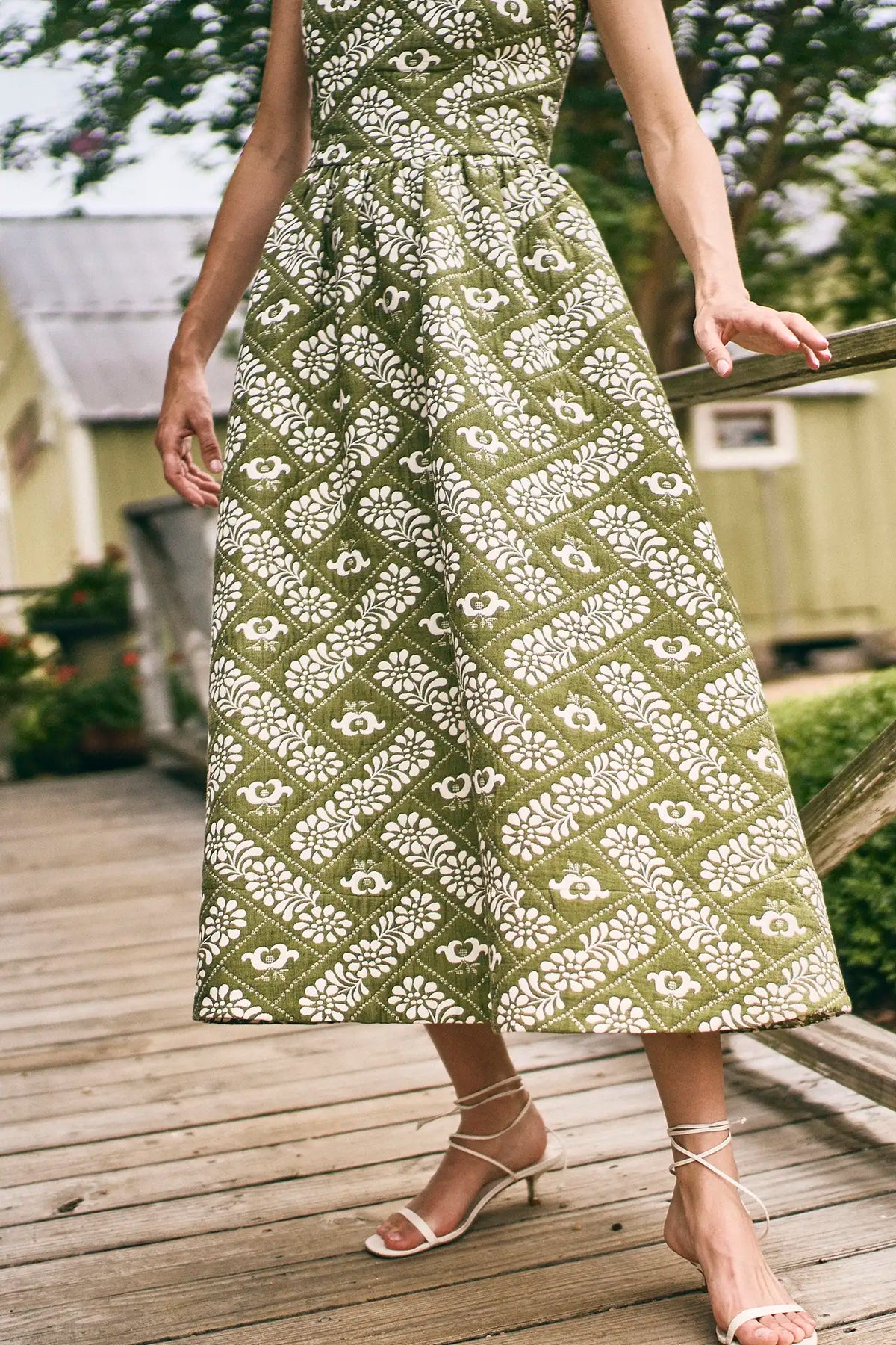 Maddy Dress in Legacy Jacquard Olive