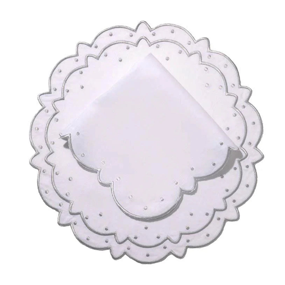 Made-to-Order Suzette Linen Placemat and Napkin, Set of 12 in Silver