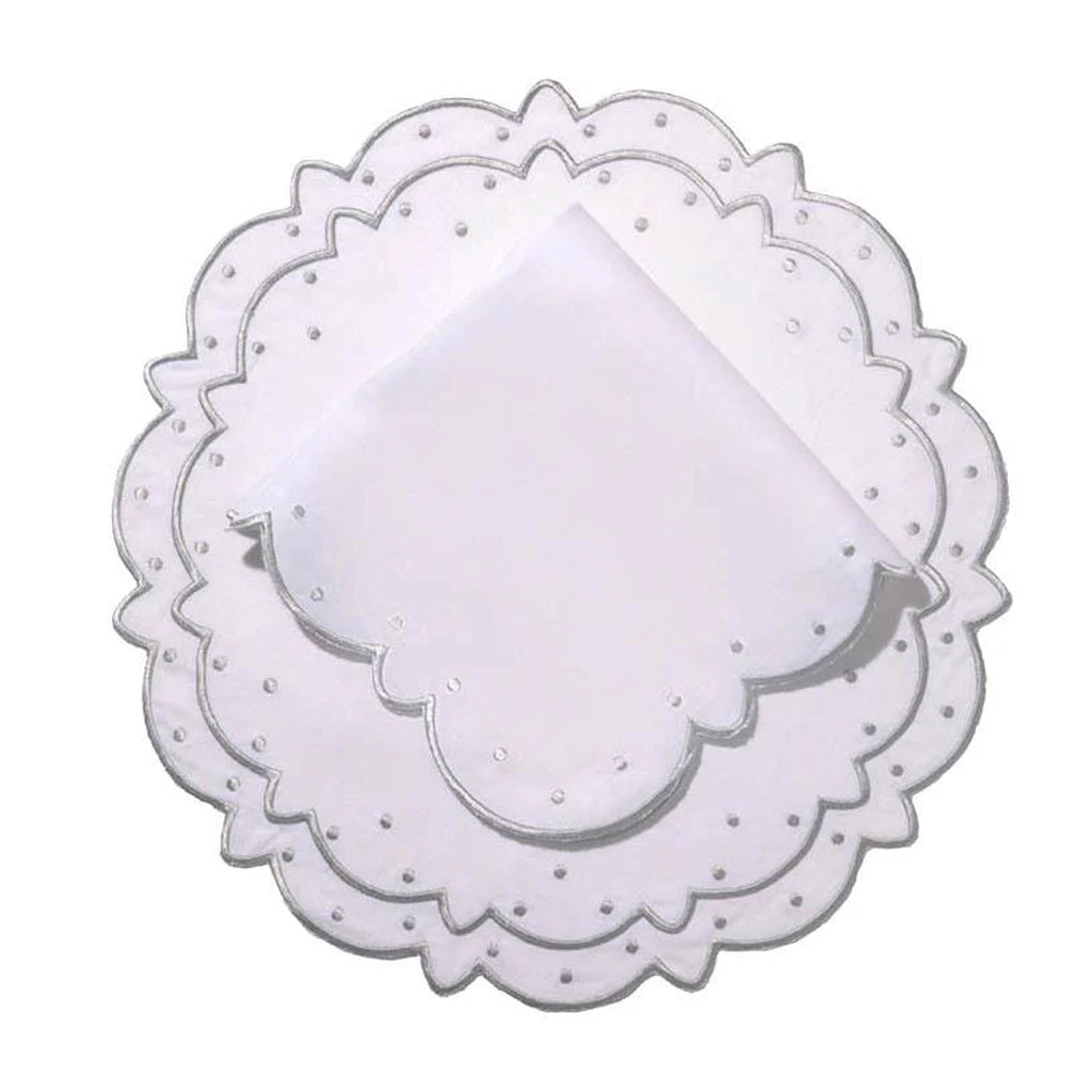 Made-to-Order Suzette Linen Placemat and Napkin, Set of 12 in Silver