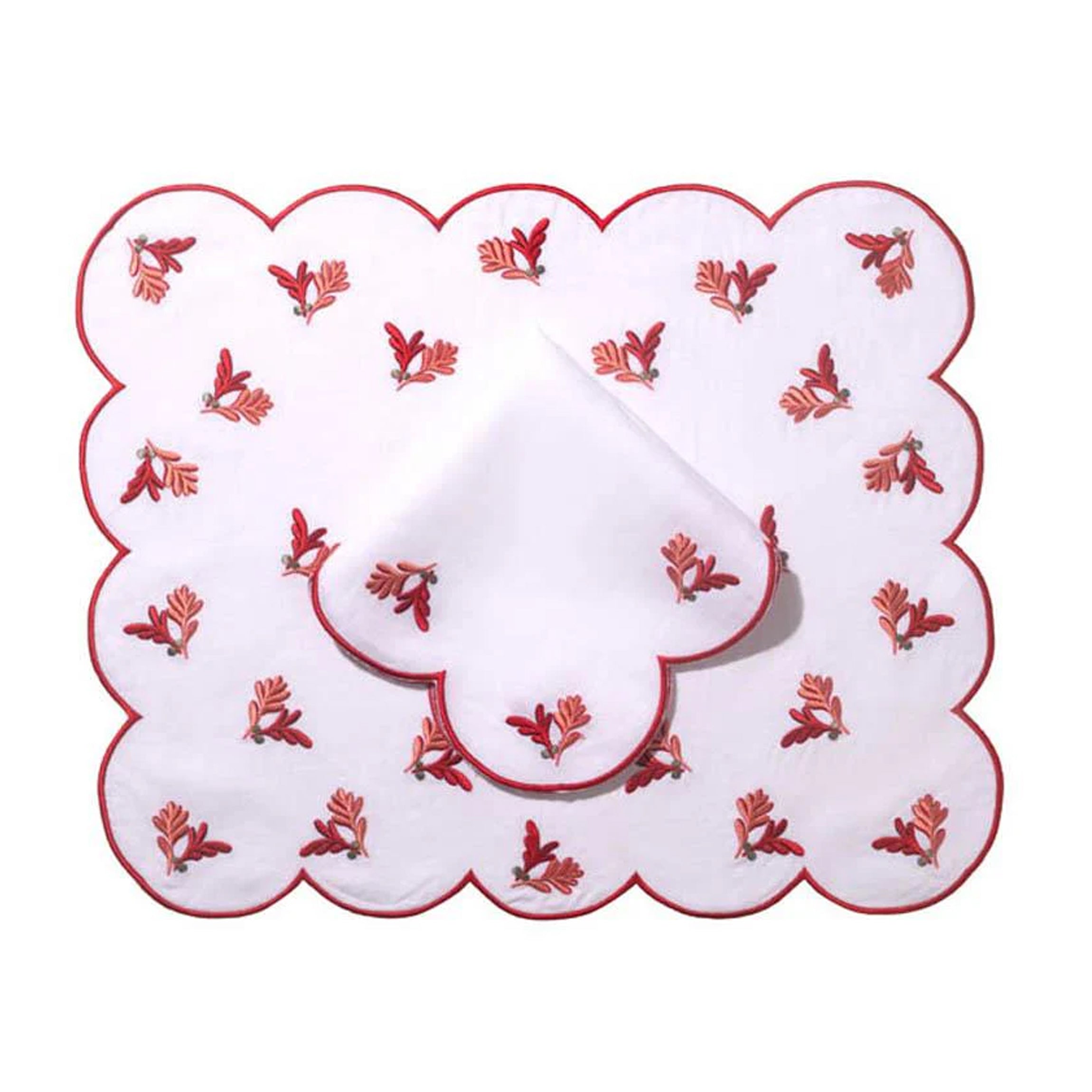 Made-to-Order Violette Linen Placemat and Napkin, Set of 12 in Red