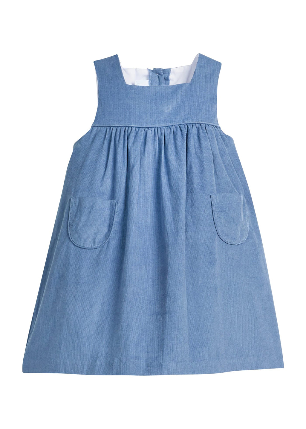 Little English traditional children's clothing.  Stormy blue corduroy jumper for young girls for Fall