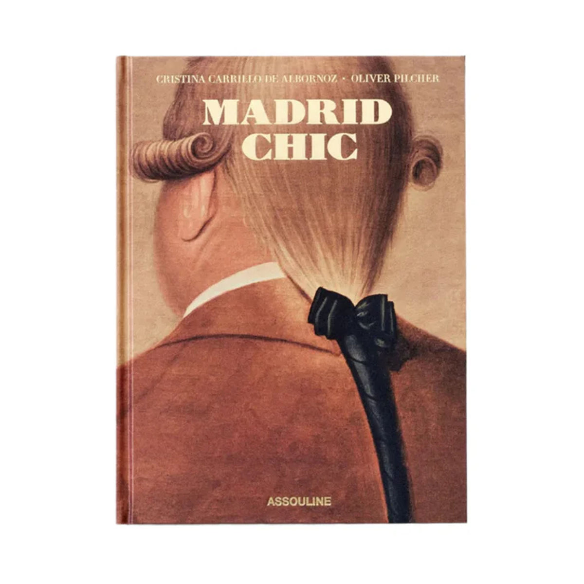 Front cover of Madrid Chic hardcover book showcasing a vintage portrait and cream title lettering against a white background