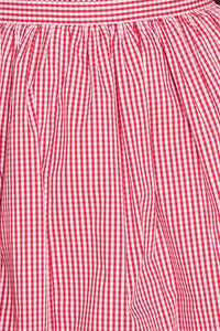The Kinsley Skirt is our red and white gingham mini with a trim traced fitted waist.