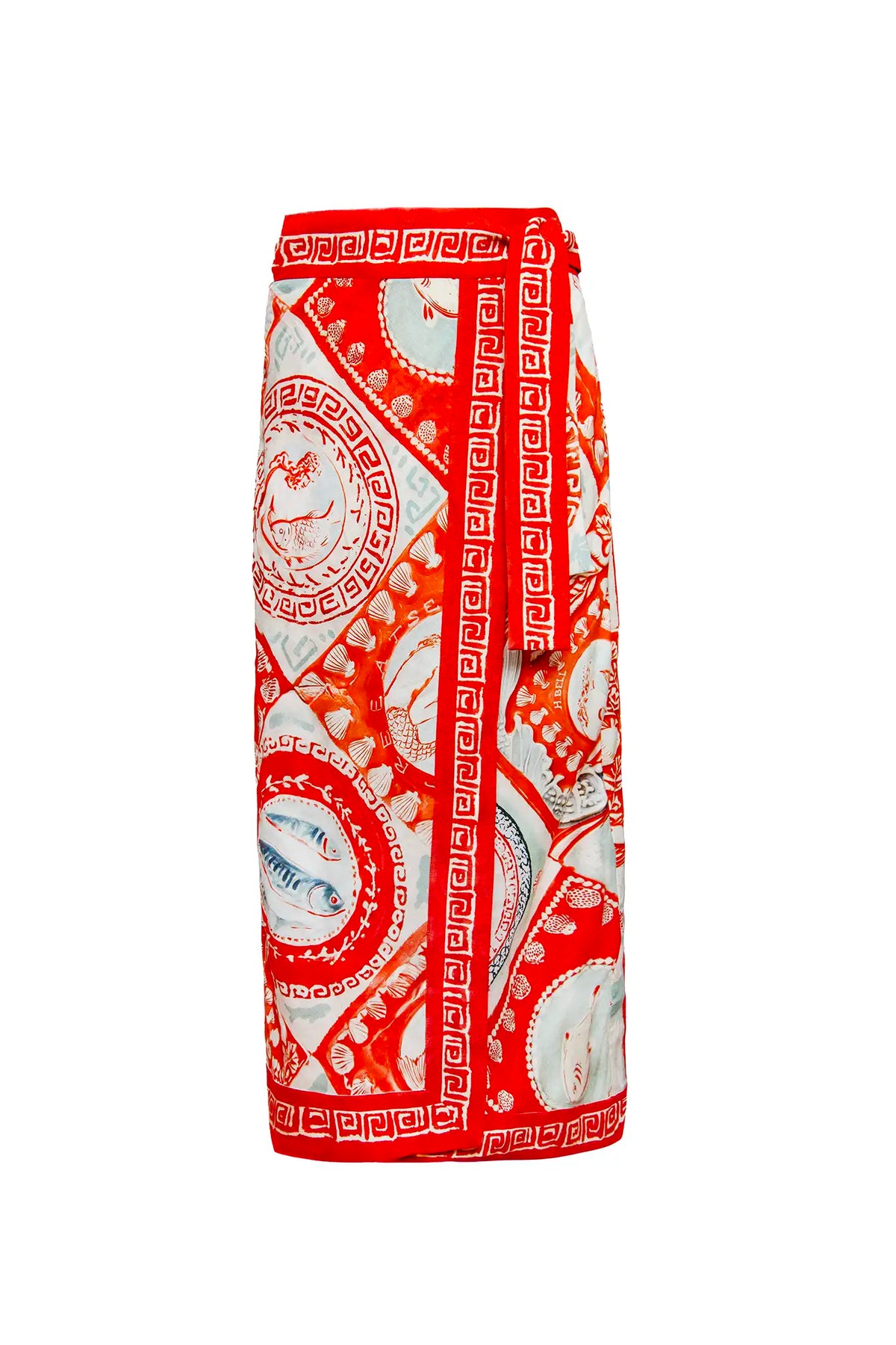 The Paloma Wrap Skirt in Lost at Sea print. 