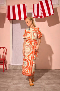 The Maeve Top in Lost at Sea print paired with matching Paloma Wrap Skirt in Lost at Sea print. 
