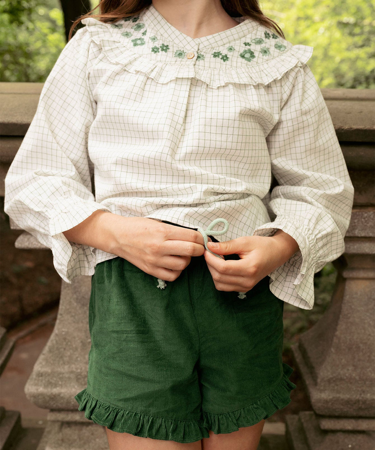 Maggie Blouse in Green Tattersall