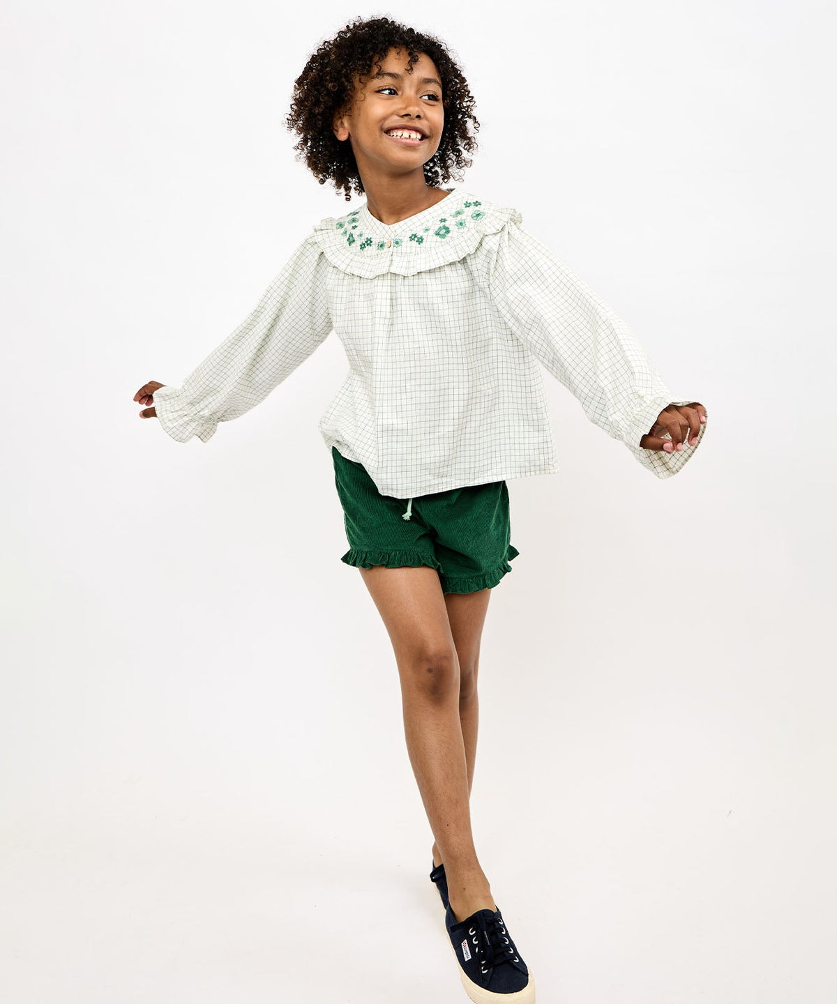 Maggie Blouse in Green Tattersall