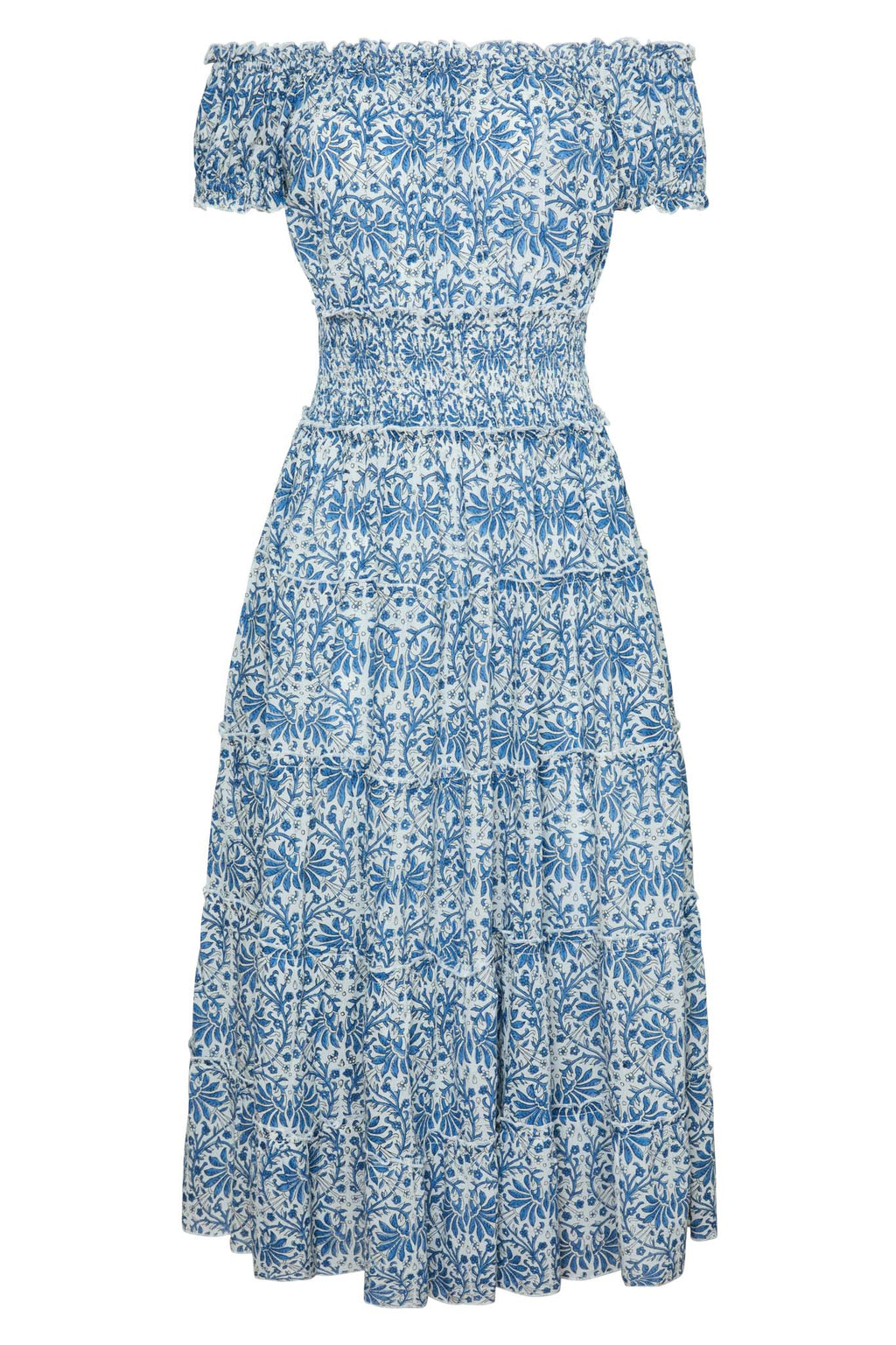 Majorca Midi Dress in Blue Botanical Vine
