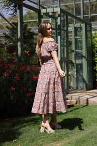 Majorca Midi Dress in Pink Tile