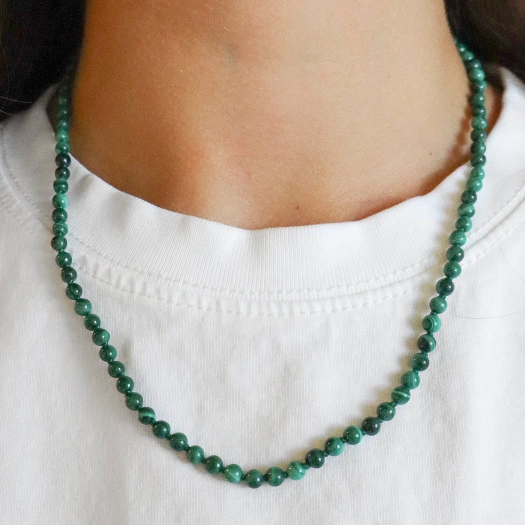 Malachite Knotted Gemstone Strand