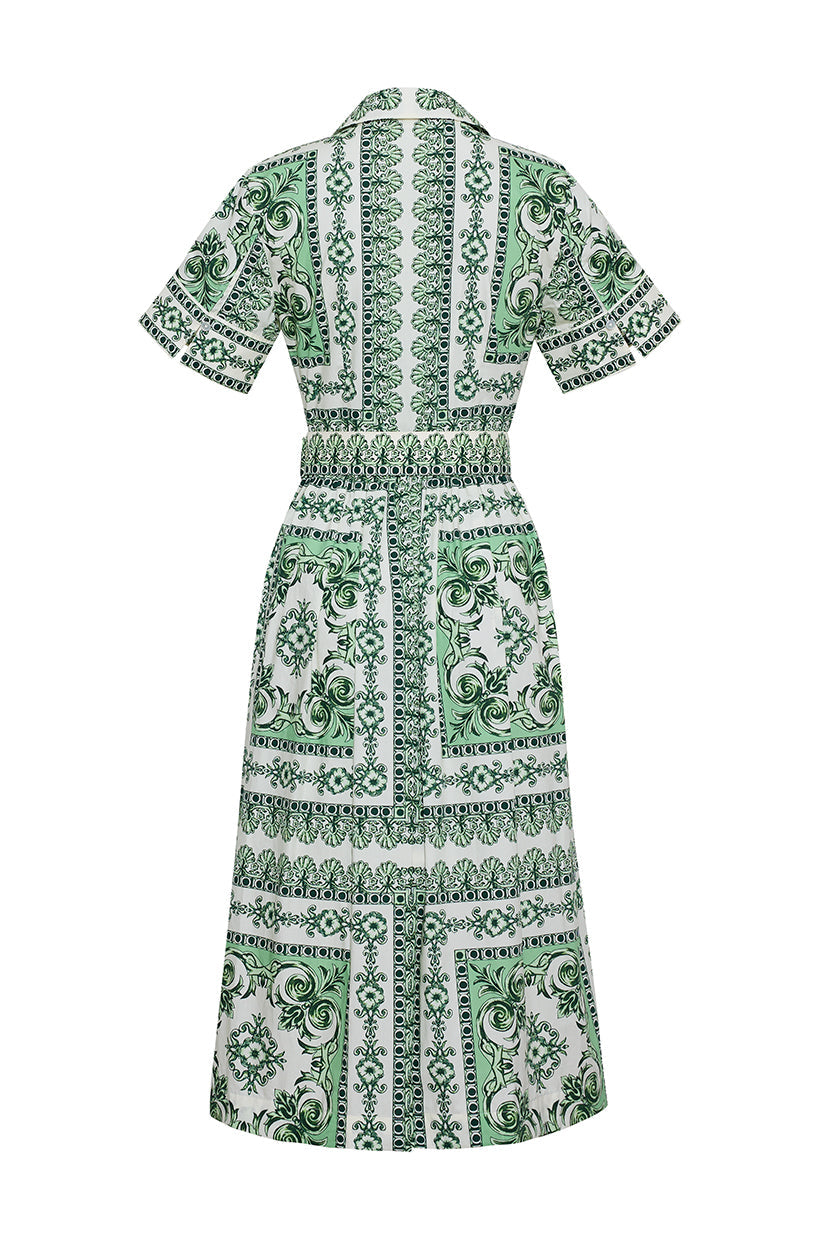 Malena Dress in Hudson Scarf Mint