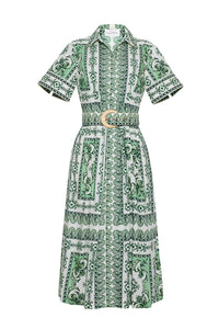 Malena Dress in Hudson Scarf Mint
