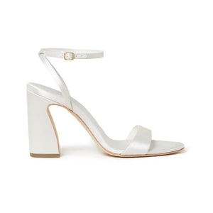 Malia Sandal in Cream Satin