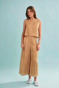 The Manning Top in Coconut Sand Dot paired with matching Cunningham Pant.