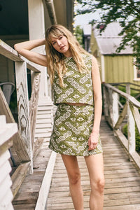Powell Skirt in Legacy Jacquard Olive