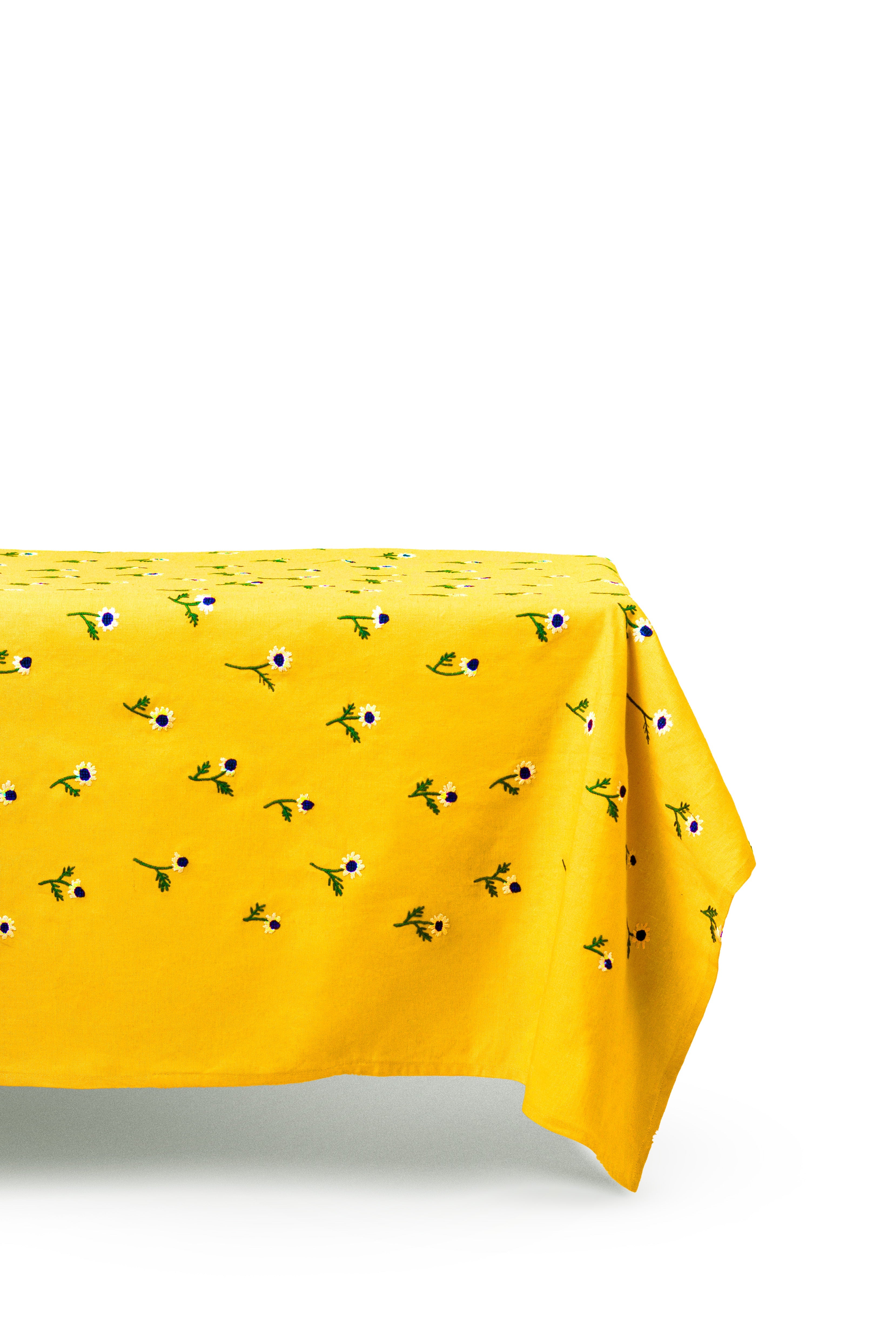 Manzanilla Rectangular Tablecloth in Mustard