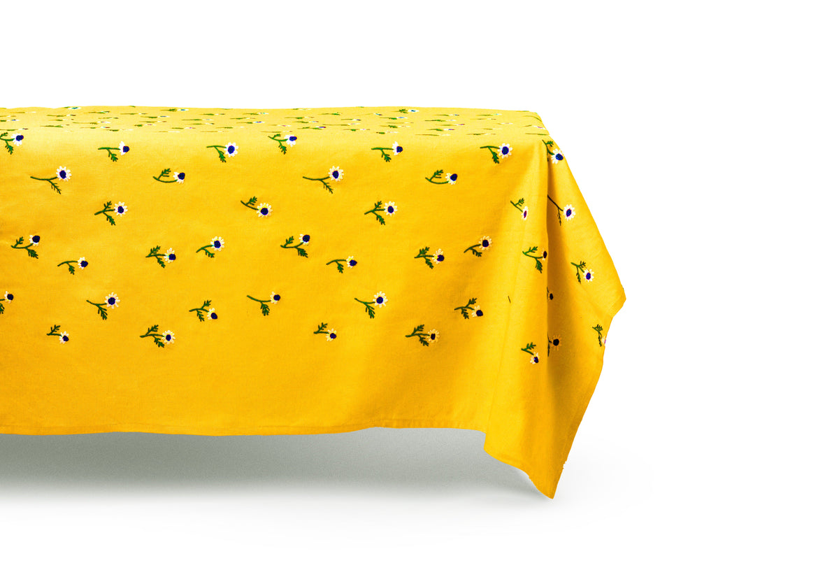 Manzanilla Rectangular Tablecloth in Mustard