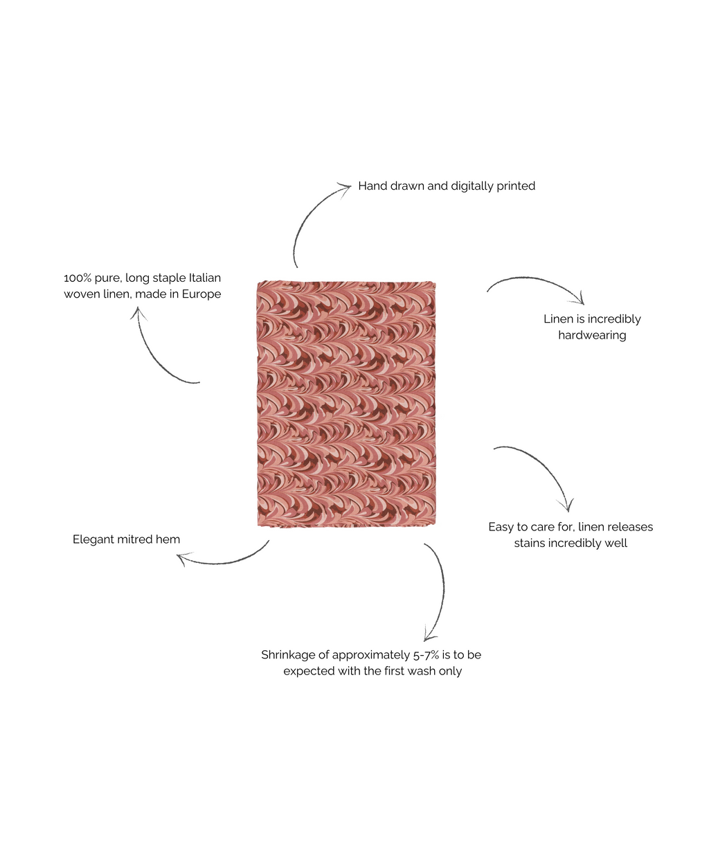 Marble Linen Tablecloth in Pink