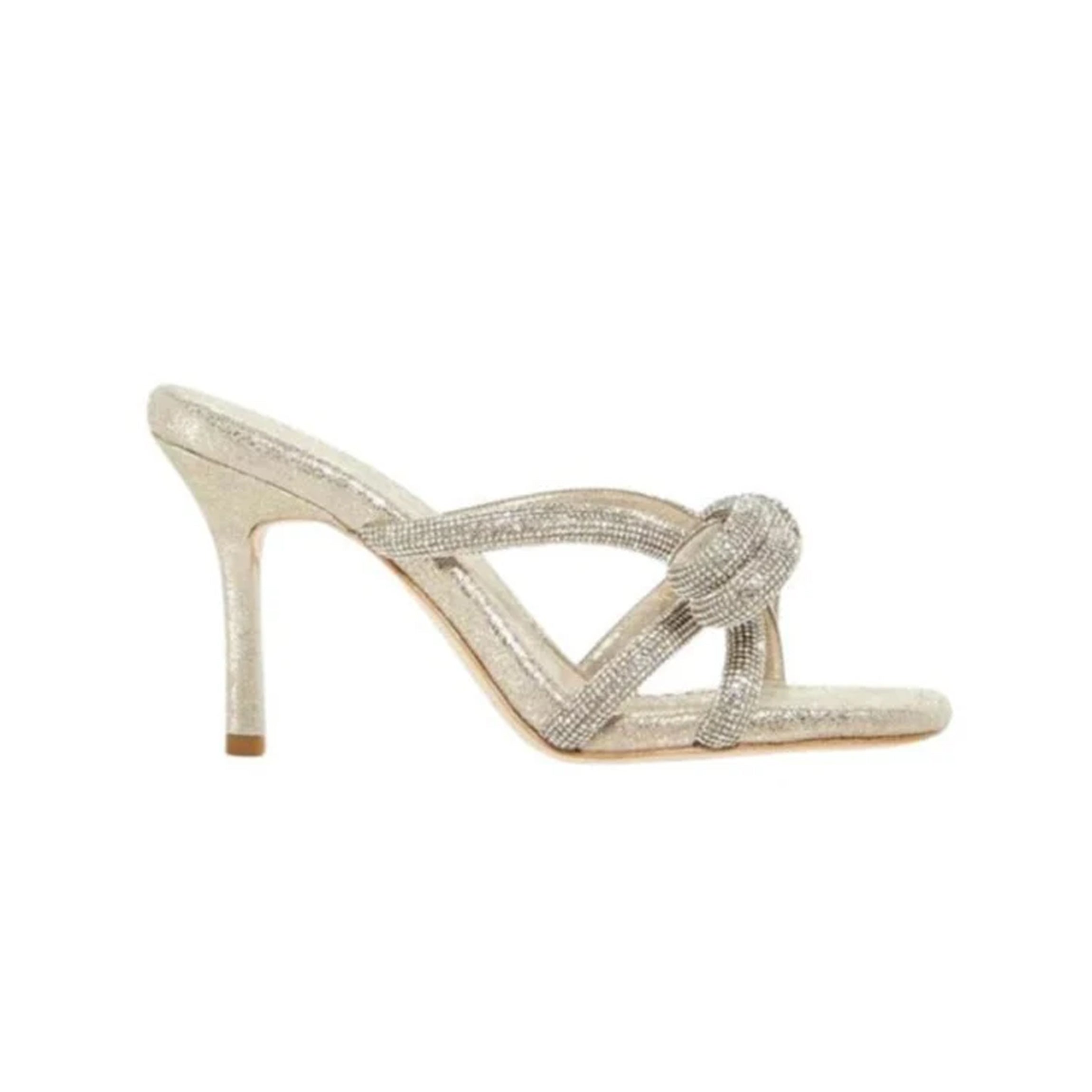 Margi Mule in Cappuccino Suede with Clear Rhinestones