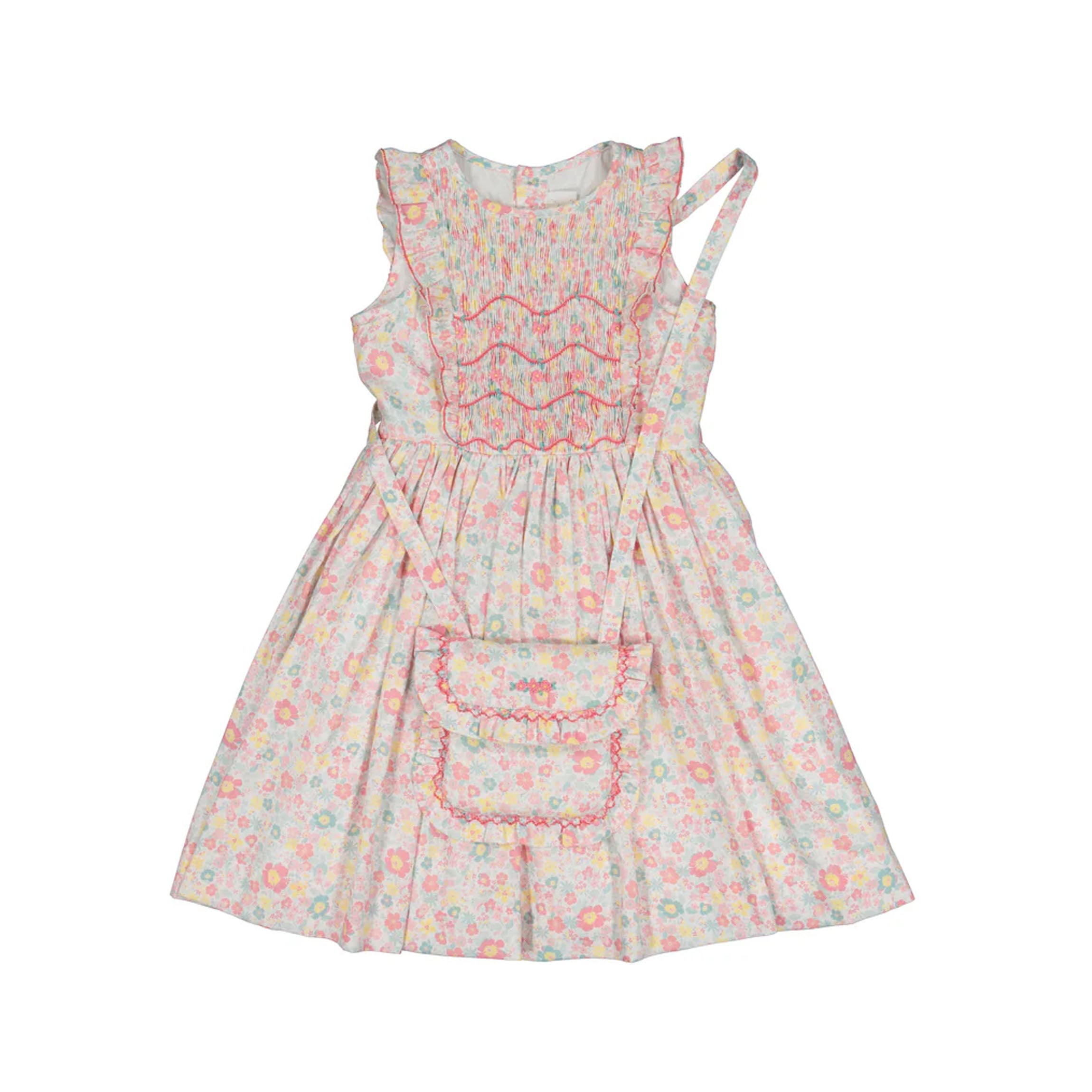 Marguerite Floral Pink Frilled Sleeveless Smocked Dress