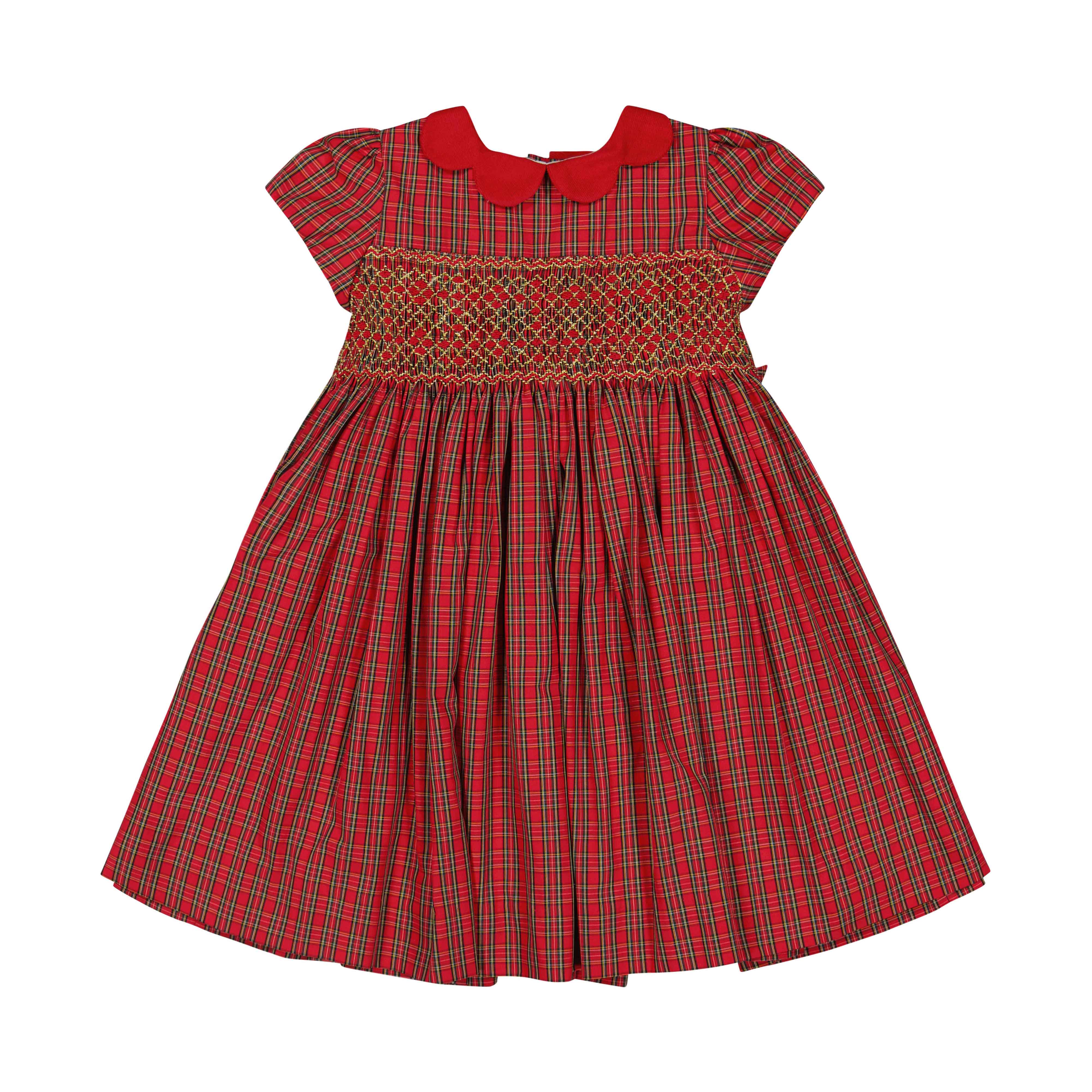 Marguerite Red Tartan Smocked Dress