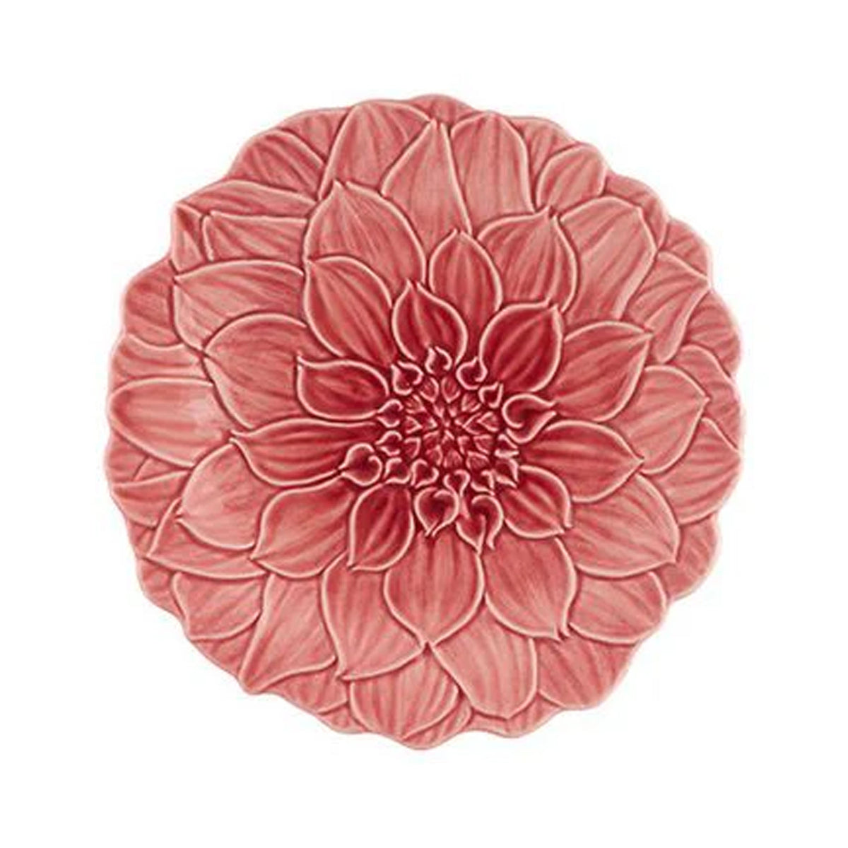 Top view of Maria Flor Fruit Plate showcasing a pink flower design on a white background