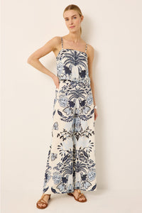 Blue and white floral printed palazzo pant