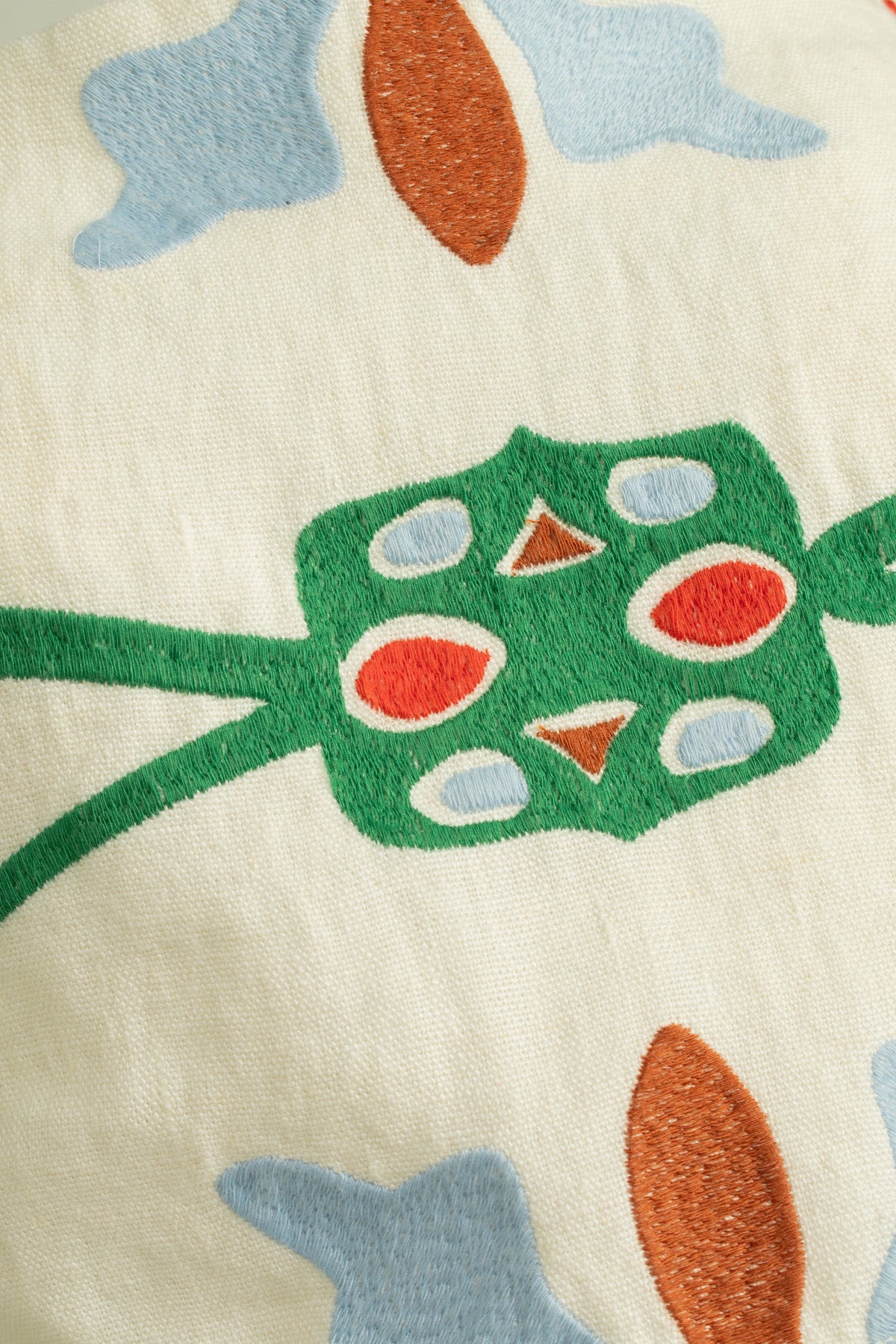 Sleeveless top with colorful abstract floral embroidery