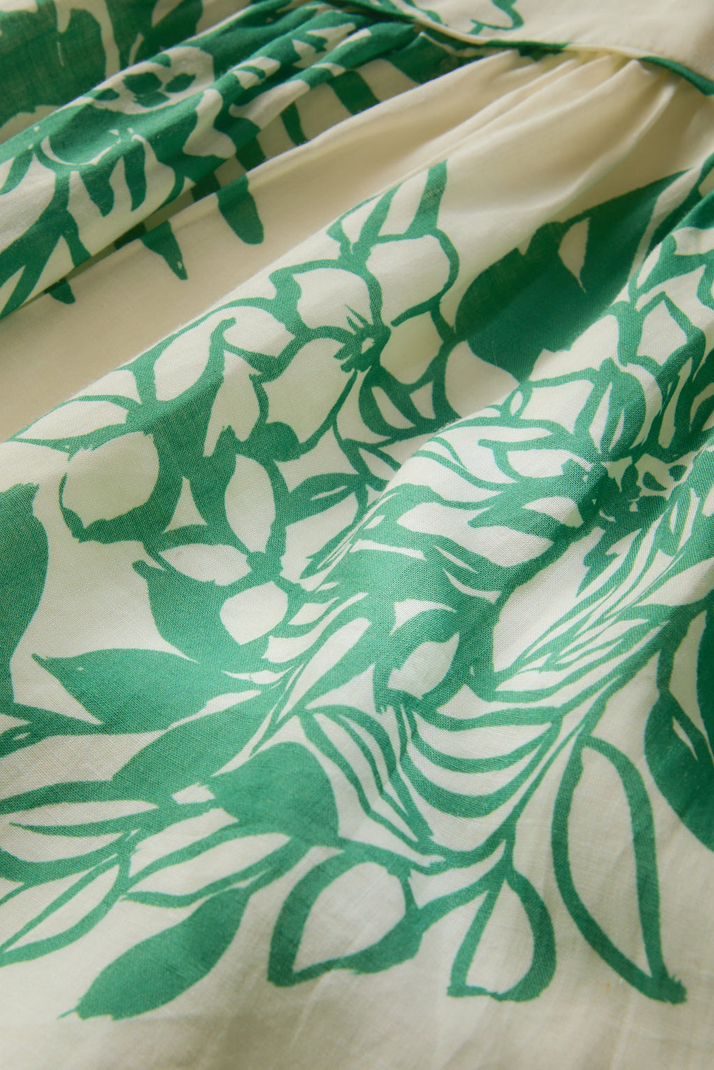 Empire waist green and white floral midi skirt