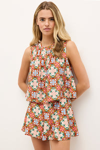 retro inspired shorts with a wide leg and all over symmetrical print