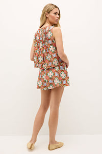 Printed summer top with a rounded neckline and soft, draped fabric