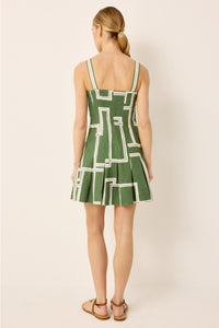 Green and white mini dress with adjustable straps