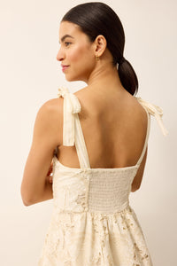 Sleeveless white embroidered midi dress