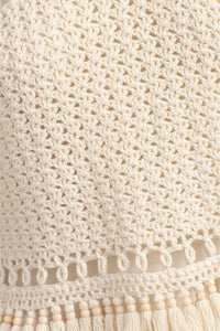 Summer ready crochet tank in neutral tone  with playful fringe finish