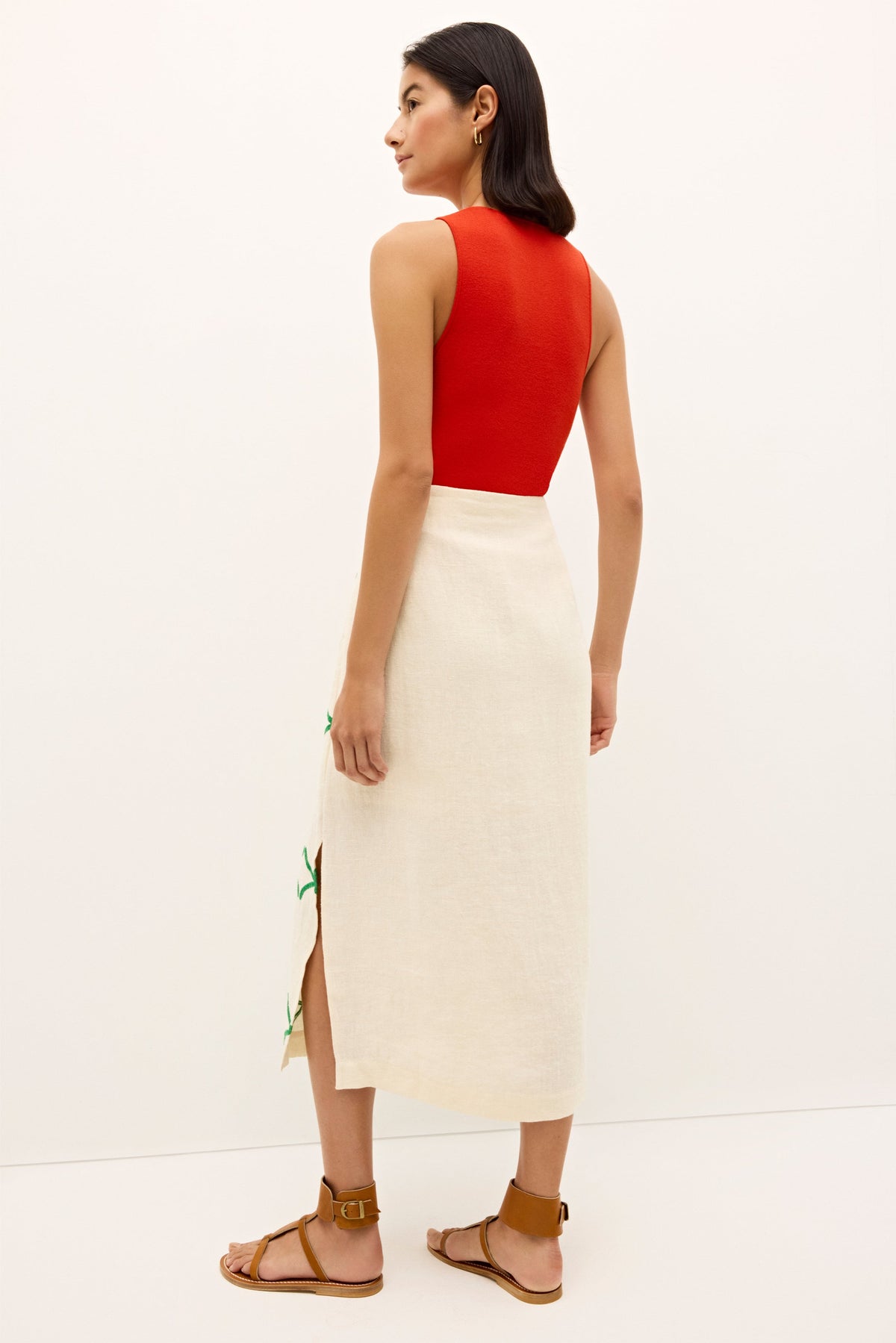 Classic red knit tank with a clean and versatile design