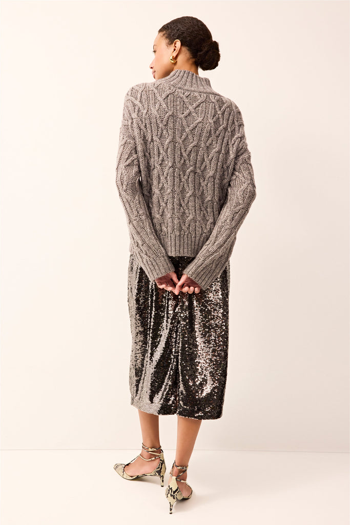 Elegant silver sequin skirt