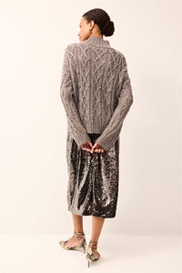 Elegant silver sequin skirt