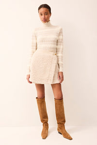 Sherpa mini wrap skirt with a button waist 